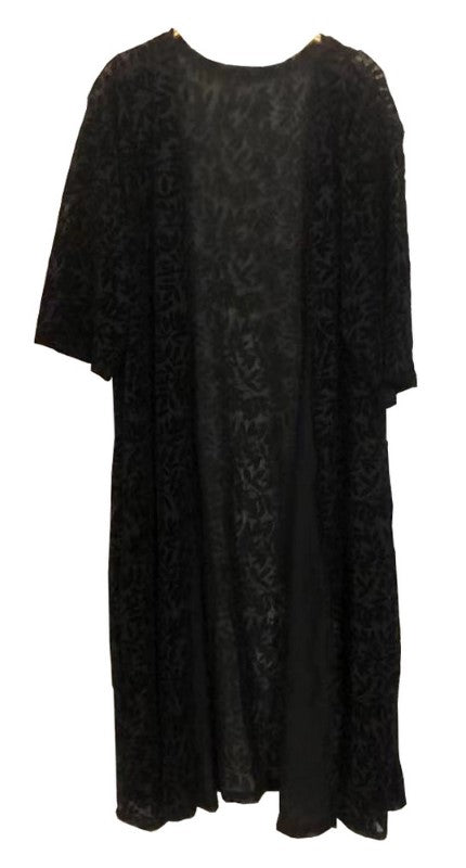 Arlet Long Velvet Burnout Cape - BLACK