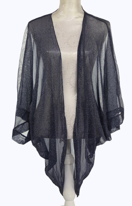 Leigh Shrug Cape In Lurex - NAVY