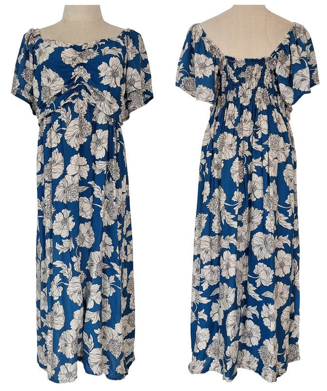 Ruched Bodice Dress - MEDIUM COBALT
