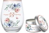 18th Stemless Glass - Dancing Roses & Vanilla Candle Gif (520ml)