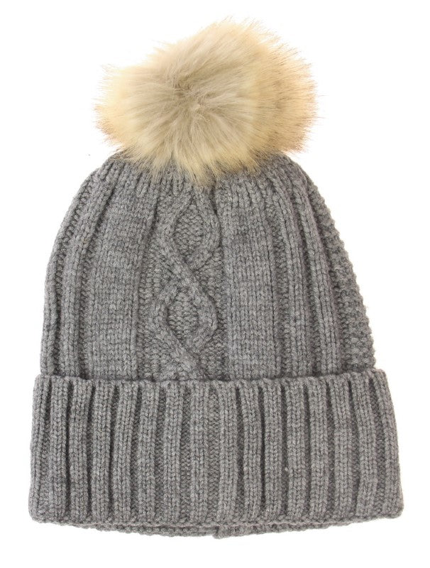 Hat - Cable Knit Beanie - CHARCOAL - Set of 2