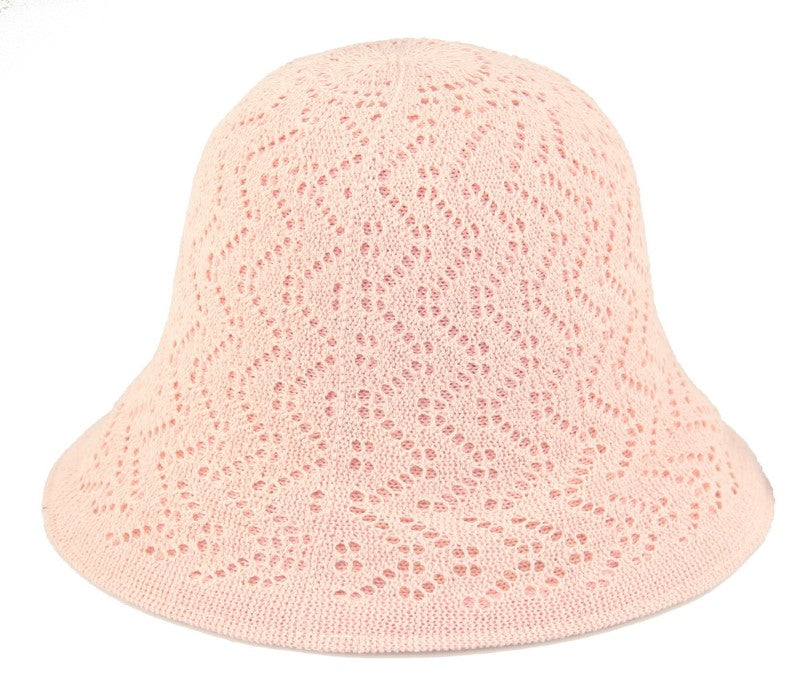 Hat - Lace/Plain Reversable Bucket - PINK - Set of 2