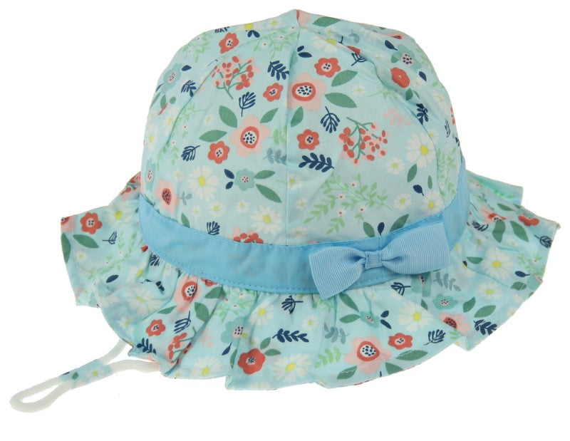 Hat - Blue Floral Kids Bucket 54cm - 54cm - Set of 2