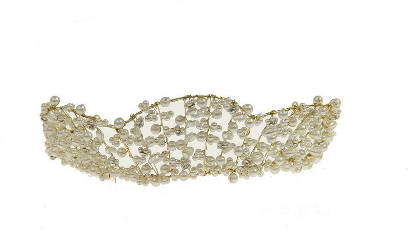 Bridal Headpiece - Gold Pearl Tiara