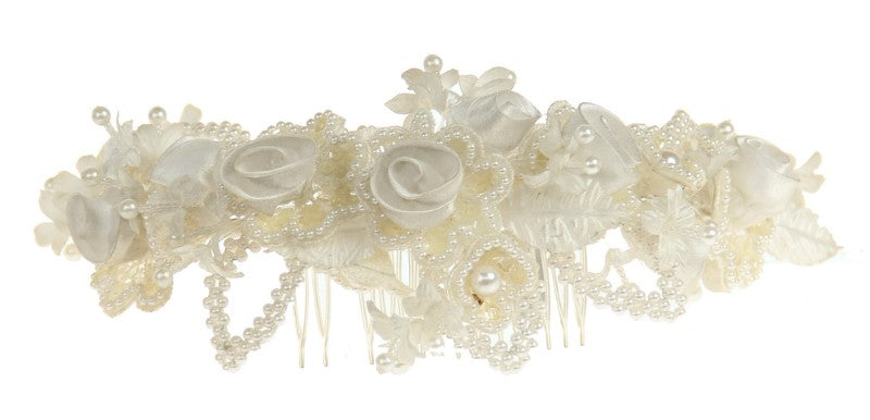 Bridal Headpiece - White Pearl Comb