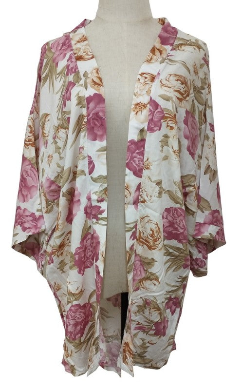 Ella Curved Hem Kimono - WHITE- Version 1