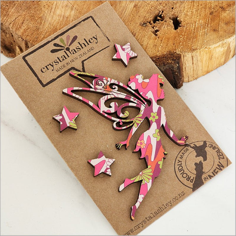 Wall Art - Mini Textured Set Fairy 2 (Retro Floral Pink)