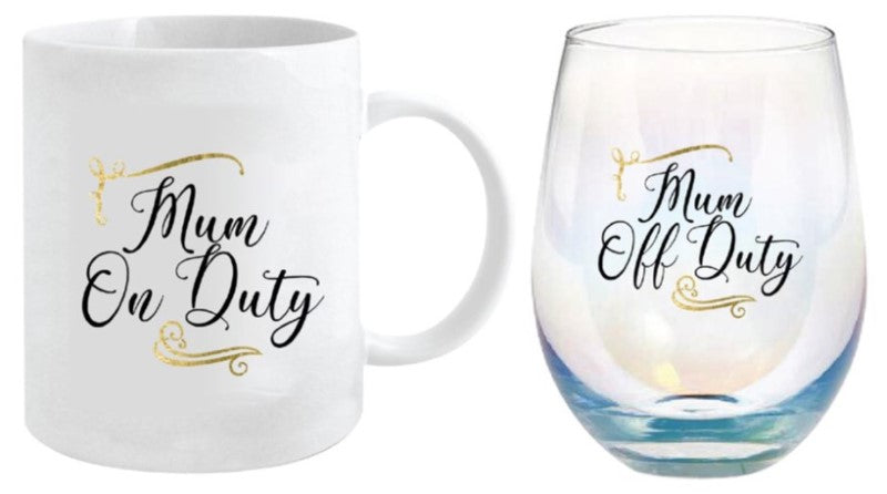 Mum 360ml Mug & Stemless Glass 600ml Gift Set