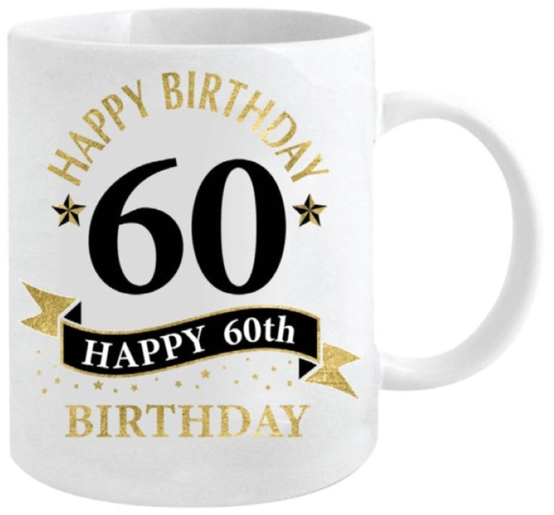 60th Mug - White and Gold (360ml)
