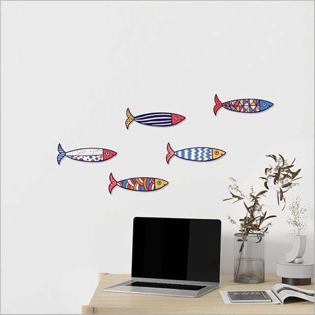 Vibrant Kiwiana wall art featuring five colorful fish designs printed on durable ACM, ideal for coastal-themed decor.