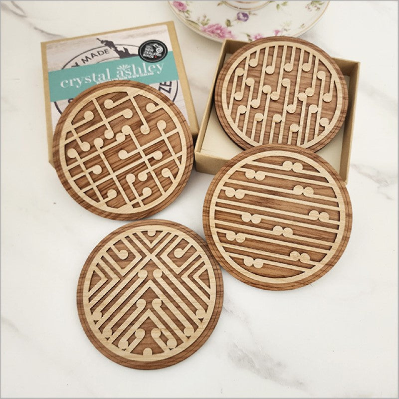 Coasters Set - Bamboo+ Rimu Koru