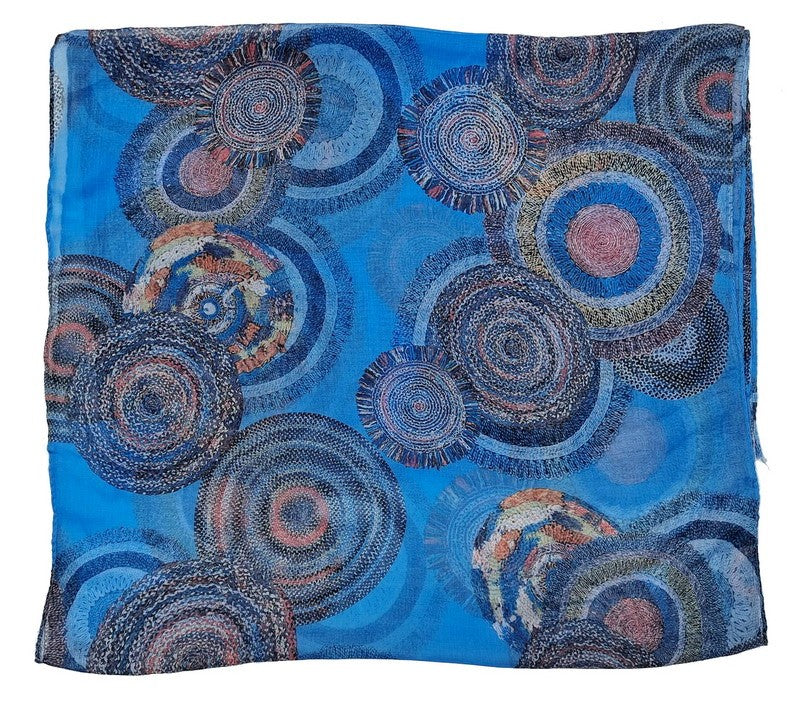 Scarf - Concentric Circles Scarf - BLUE - Set of 2