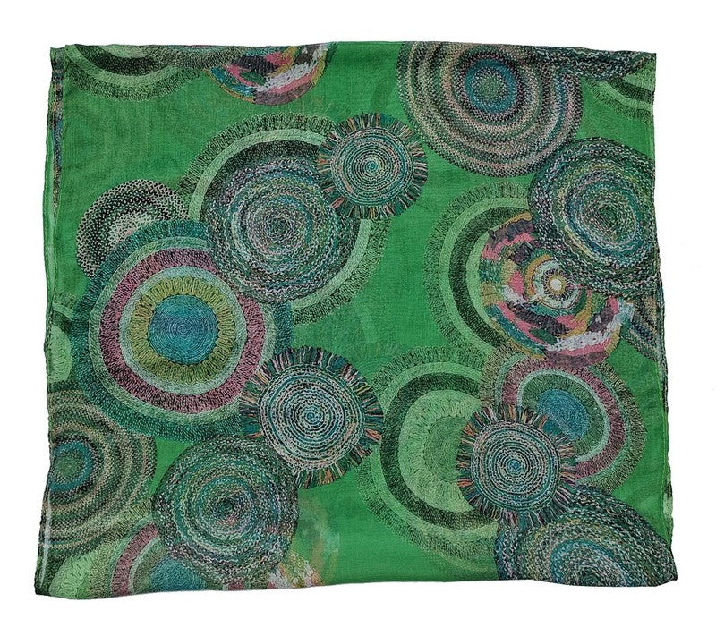 Scarf - Concentric Circles Scarf - GREEN - Set of 2