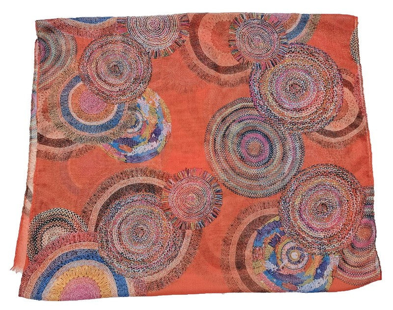 Scarf - Concentric Circles Scarf - ORANGE - Set of 2