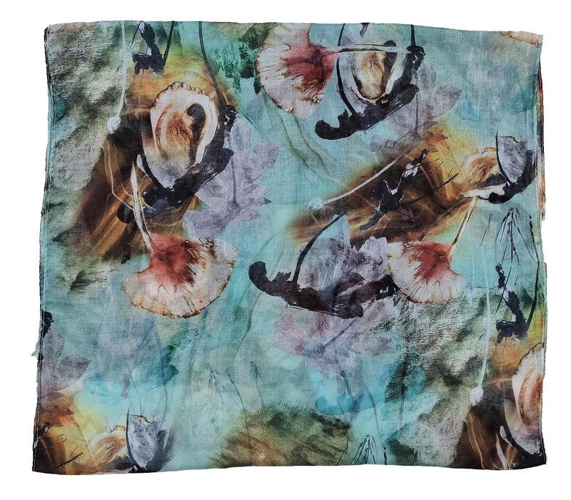 Scarf - Abstract Leaves Scarf - TEAL - Set of 2