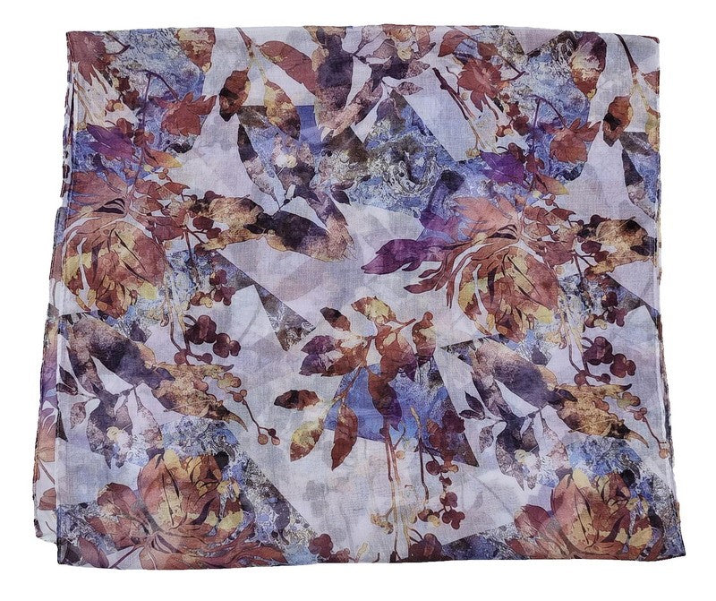 Scarf - Leaf With Geometric Scarf - PURPLE - Set of 2
