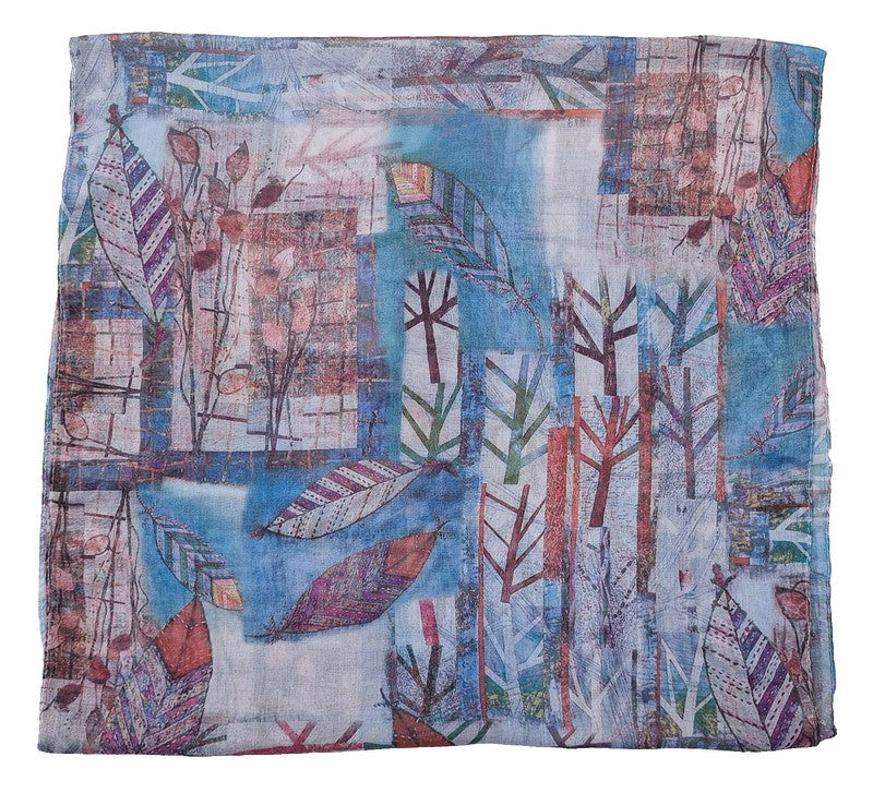 Scarf - Leaves And Trees Scarf - TEAL - Set of 2