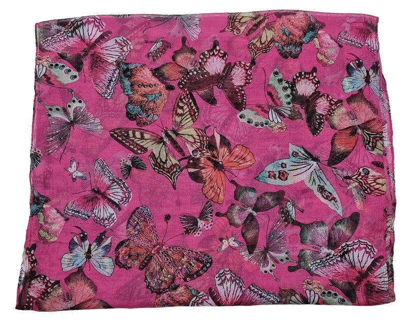 Scarf - Colourful Butterflies Scarf - FUSCHIA - Set of 2