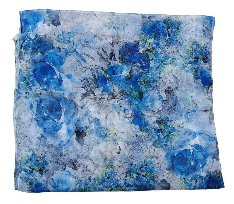 Scarf - Watercolour Roses Scarf - BLUE - Set of 2
