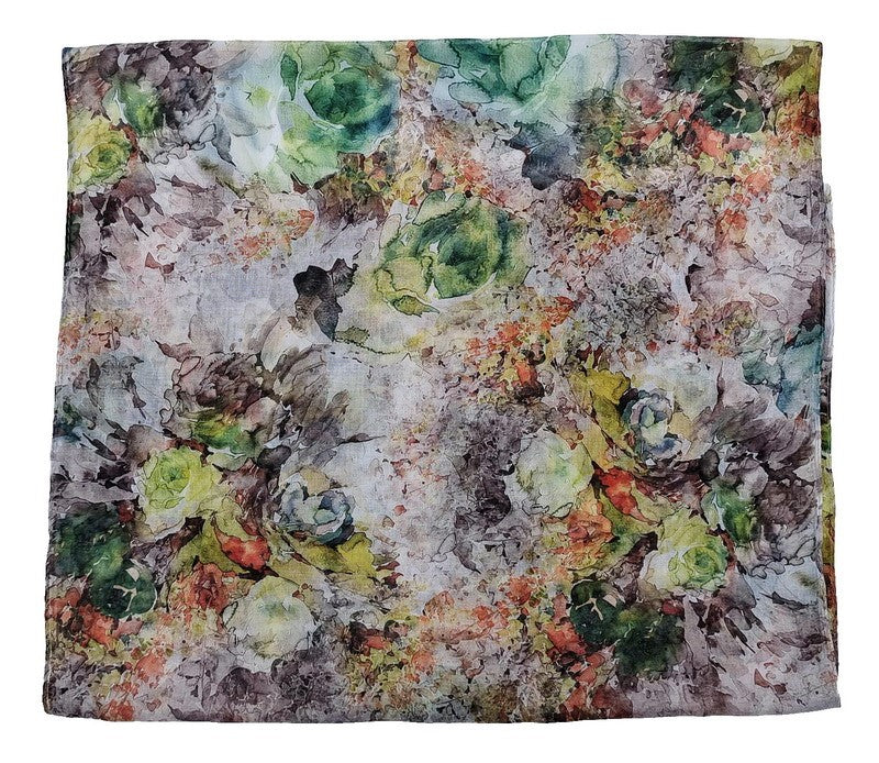 Scarf - Watercolour Roses Scarf - LIME - Set of 2