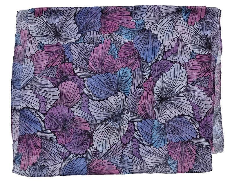 Scarf - Petals With Lines Scarf - PURPLE - Set of 2