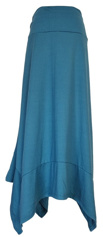 Bias Cut Stretch Waist Skirt - TEAL TEAL