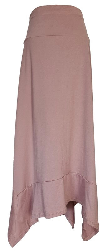 Bias Cut Stretch Waist Skirt - PINK