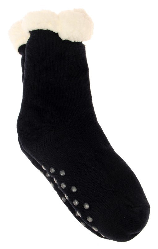 Solid Colour Fleece Socks - LARGE - Set of 2 NAVY