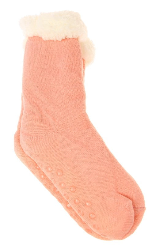 Solid Colour Fleece Socks - MEDIUM - Set of 2 PINK