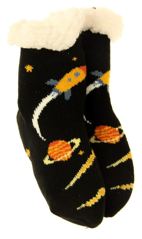 Kids Rocket Fleece Socks - MEDIUM - Set of 2