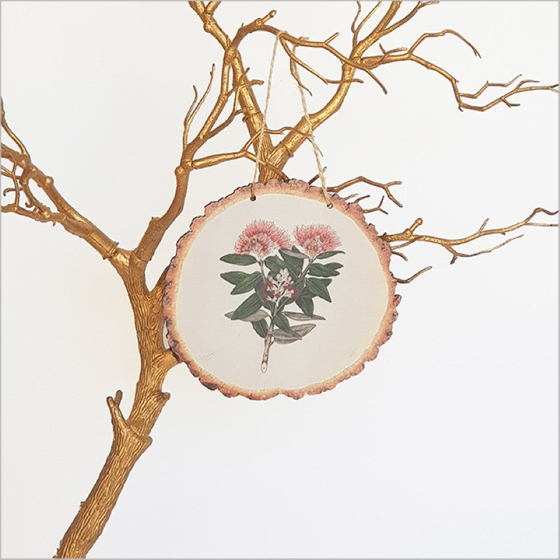 Wall Art - Wood Slice Sarah Featon Pohutukawa