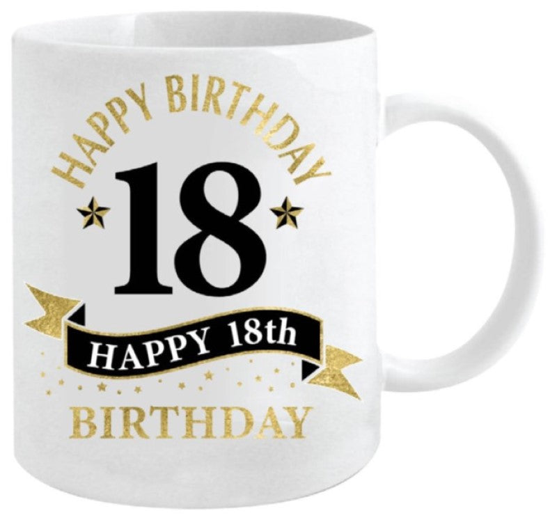 18th Mug - White & Gold (360ml)