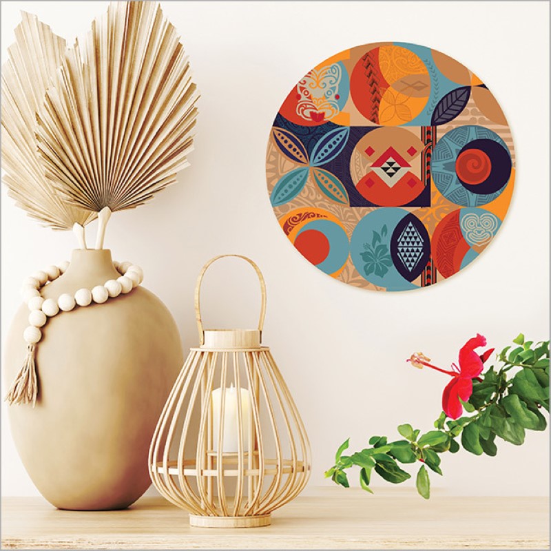 Printed Canvas Circle - Pacific Fusion 2 (Large) - Kiwiana