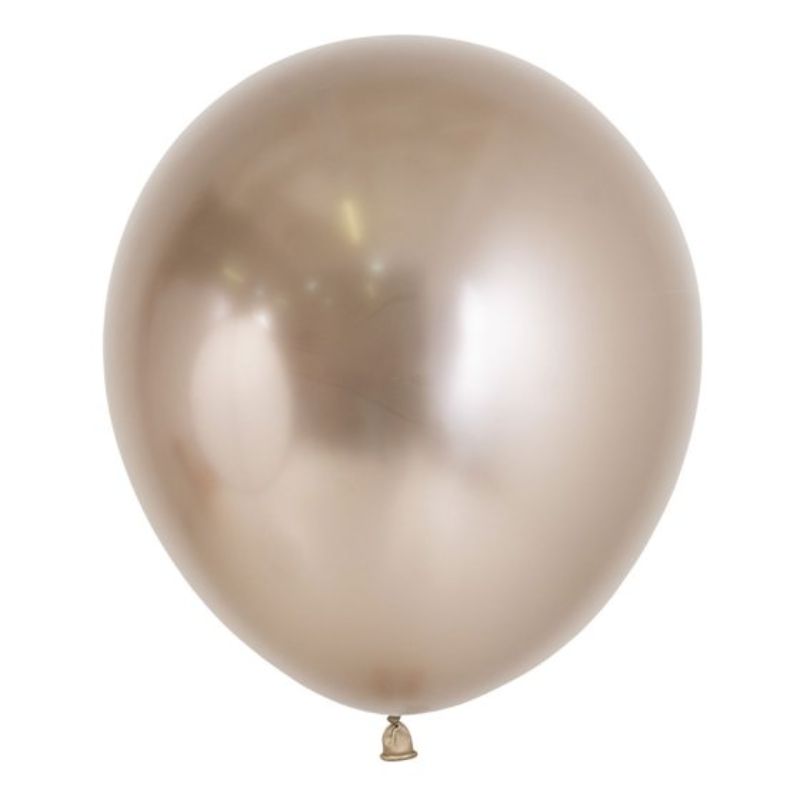 Set of 3 Sempertex 60cm Metallic Reflex Champagne Latex Balloons for celebrations and parties.