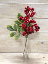 Artificial Pick - Berry Cluster w/Leaf (Red)