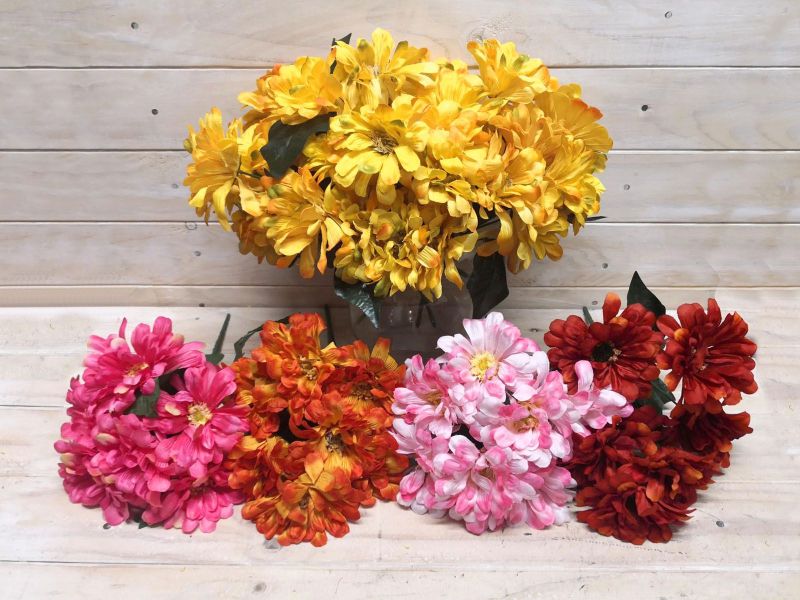 Artificial Flower Bush - Zinnia (Assorted)