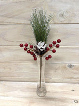 Artificial Pick - Snow Needle Pine w/Cone (Green)