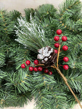 Artificial Pick - Snow Needle Pine w/Cone (Green)