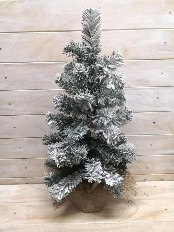 Artificial Tree - Snowy Pine with Burlap (24")