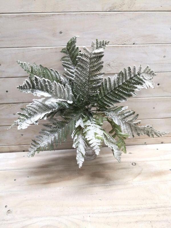 Artificial Fern Bush - Snowy