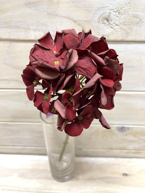 Artificial Flower Stem - Dry Look Cut Hydrangea (Red)