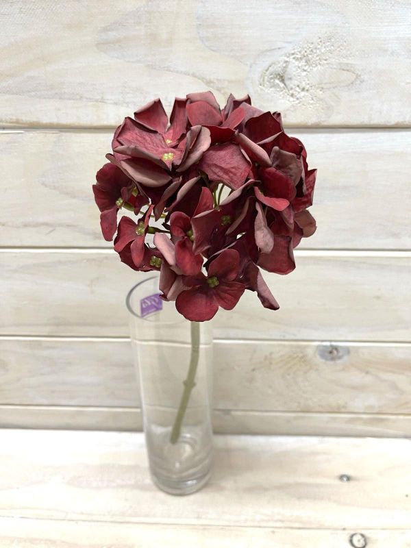 Artificial Flower Stem - Dry Look Cut Hydrangea (Red)