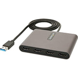 StarTech USB-A to HDMI Adapter with 4 monitor support and 1080p output for enhanced productivity and seamless multitasking.