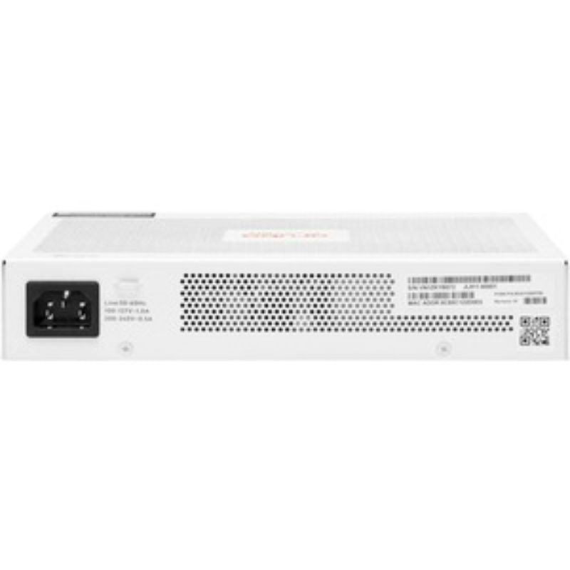 Aruba Instant On 1830 Gigabit PoE Switch with 8 ports, 65W power budget, ideal for small business networking.