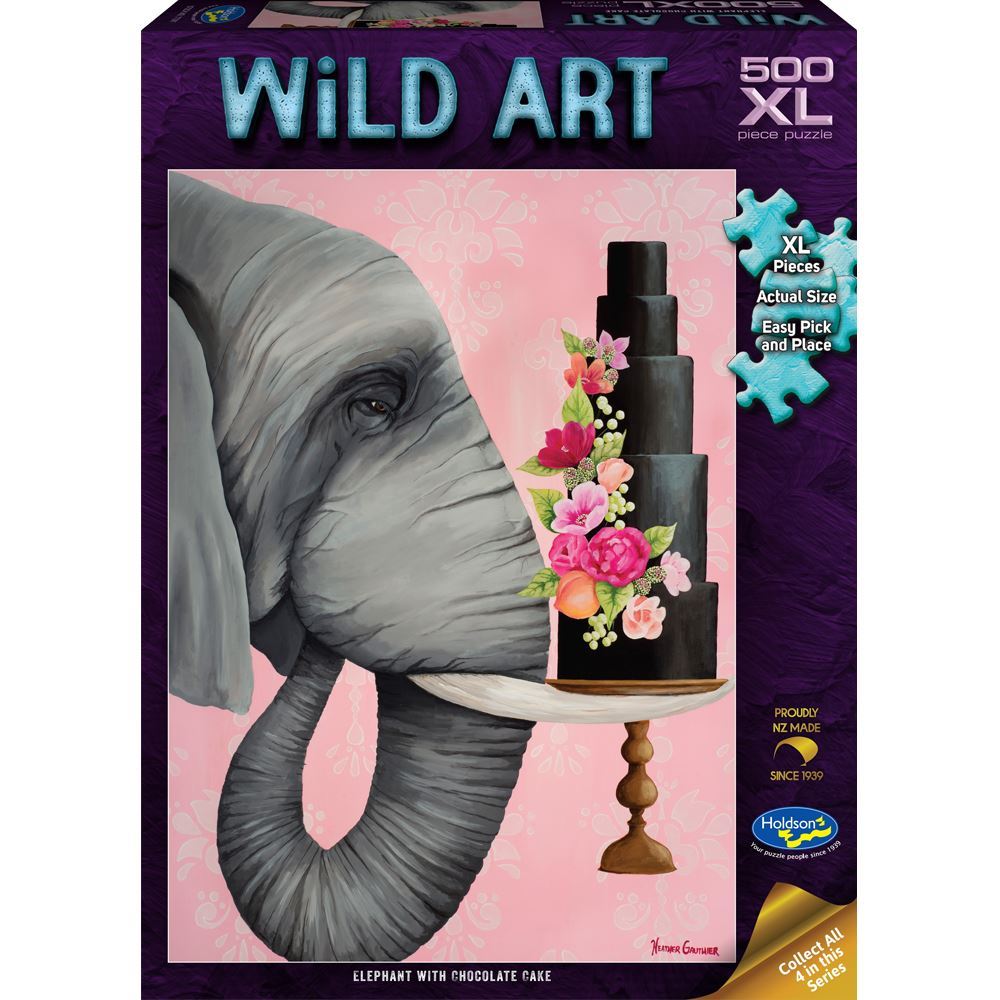 Holdson Puzzle - Wild Art, 500XL pc (Elephant with Chocolate Cake)