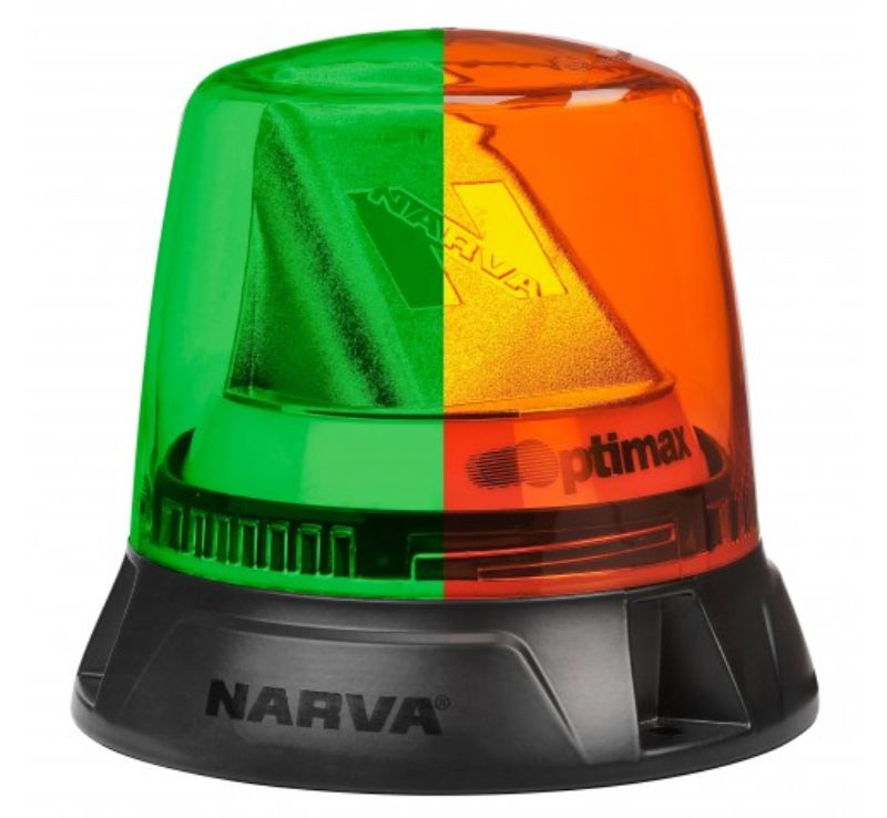 NARVA - OPTIMAX LED ROTATING BEACON AMBER/GREEN FLANGE BASE