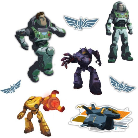 Set of 8 vibrant Buzz Lightyear cutouts in various sizes for fun Toy Story-themed party decor.