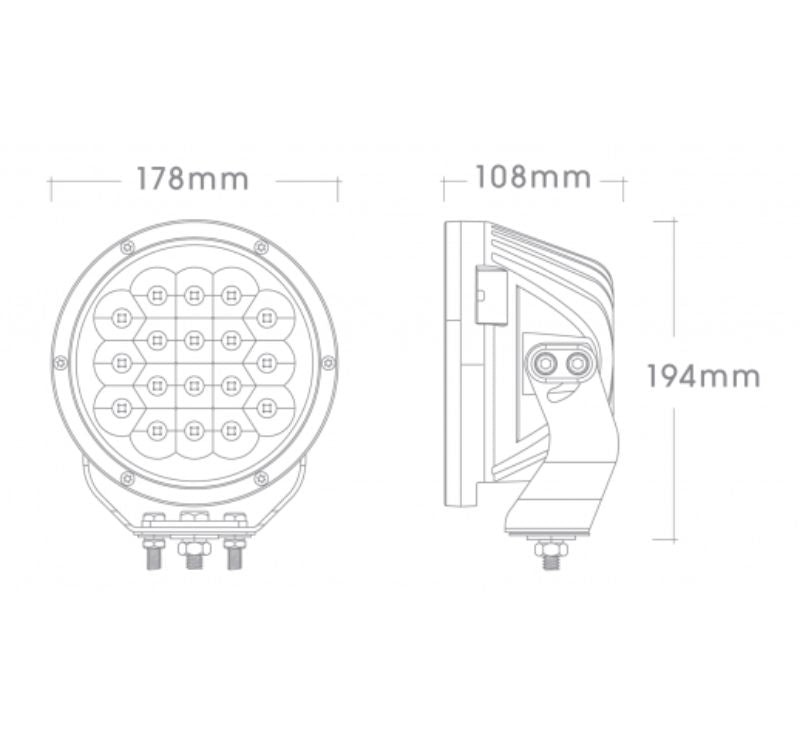 BIG RED - 12/24V 7IN 90W 9000L SINGLE LED DRIVING LIGHT