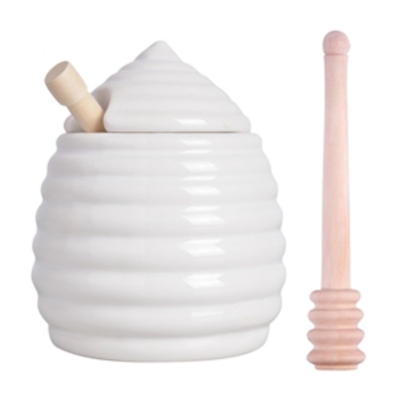 Honey Pot W/Dipper - Ceramic (11 x 11 x 13cm)