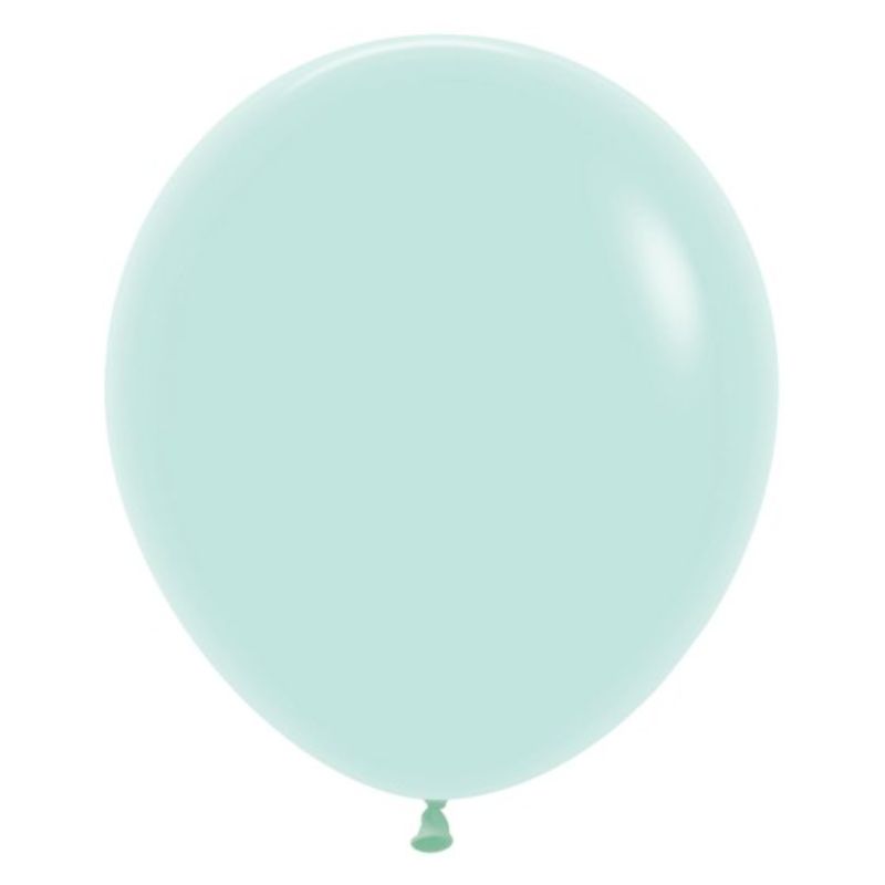 Pack of 6 Sempertex 45cm Pastel Matte Green Latex Balloons, perfect for elegant party decorations and celebrations.